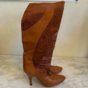Vintage Portofino leather patchwork Boots in brown 7.5